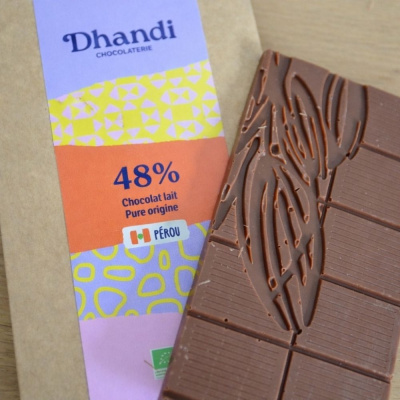 Tablette bio chocolat au lait dhandi